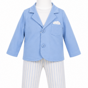 Completo neonato azzurro con giacca fronte