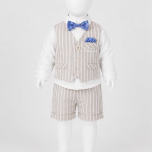Completo neonato beige a righe fronte
