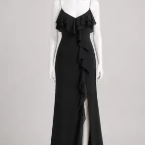 Abito elegante con volant nero - fronte