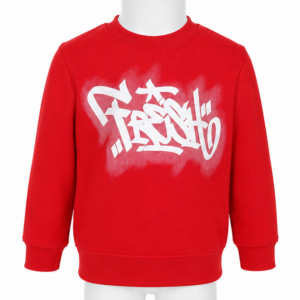 Felpa bambino rossa con stampa graffiti fronte