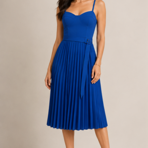 Vestito Artigli blu royal plissettato - fronte