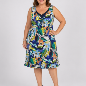 Vestito blu fantasia over - fronte