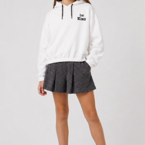 Completo felpa e shorts bianco e grigio fronte