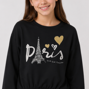 Felpa Paris nera fronte