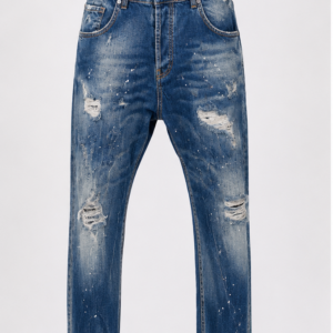 Jeans MOD con strappi e schizzi fronte