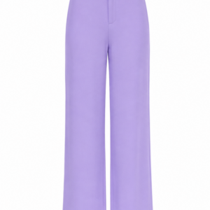 Pantalone a palazzo lilla con bottone gioiello - fronte