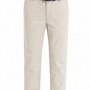 Pantalone bimbo beige con cintura blu fronte