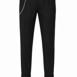 Pantalone uomo nero con catenella fronte