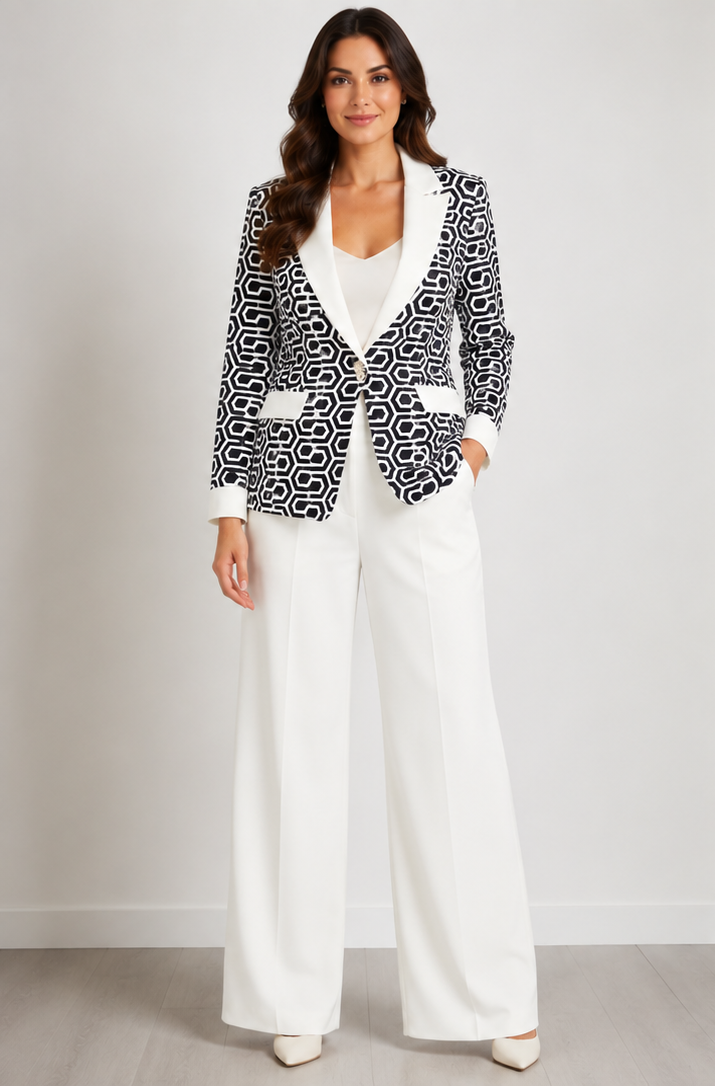 Tailleur Donna Bianco e Nero - fronte