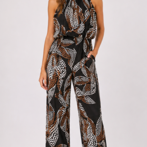 Tuta jumpsuit nera con pois - fronte