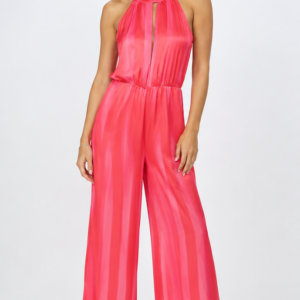 Tuta jumpsuit rossa e rosa - fronte