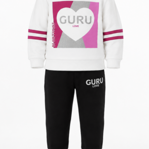 Tuta neonata Guru bianco e nero fronte