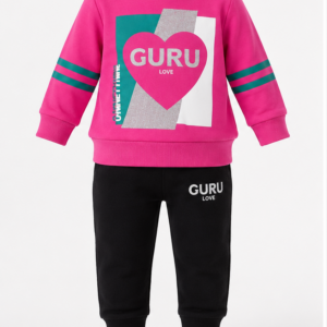 Tuta neonata Guru fucsia e nero fronte