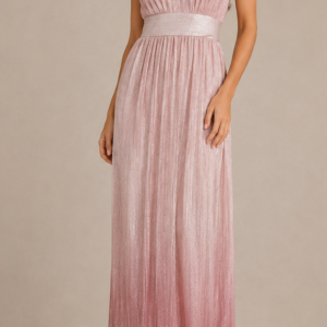 Vestito impero satinato rosa sfumato - fronte