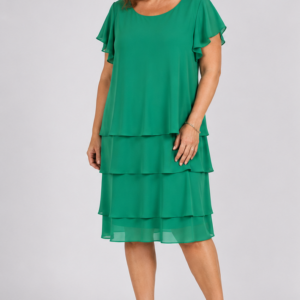 Vestito verde over con balze - fronte